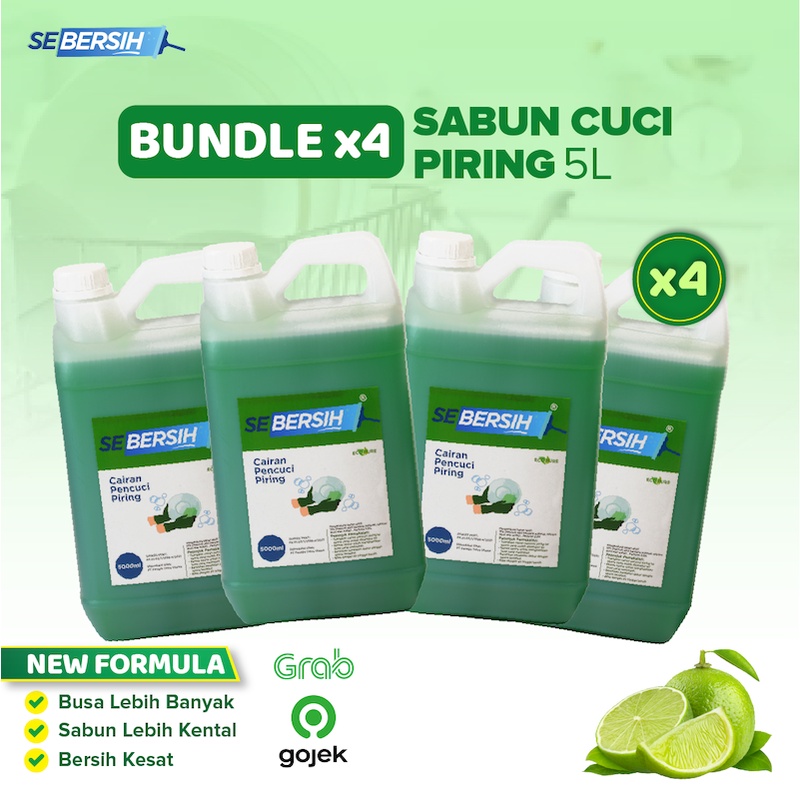 (BUNDLING) Sebersih Sabun Cuci Piring / Dishwash 5 Liter - Isi 4 (GJK)