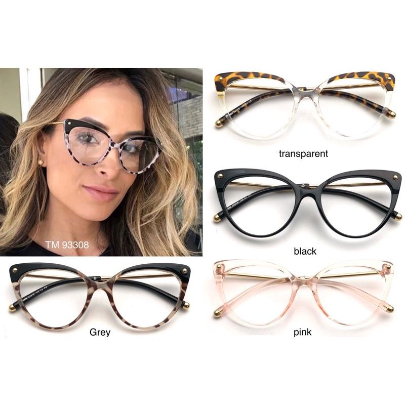kacamata cat eye 93308 lensa anti radiasi photocromic blueray bluecromic