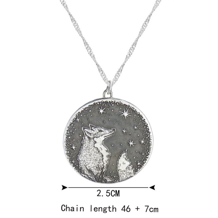Outer Tama Creative Aesthetic Arctic Fox Pendant Fashion Necklace Star