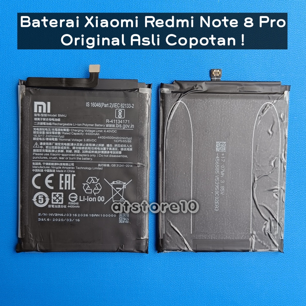 Batre Baterai Batu Battery bm4j Xiaomi Redmi Note 8 Pro Ori Original Asli Copotan Cabutan