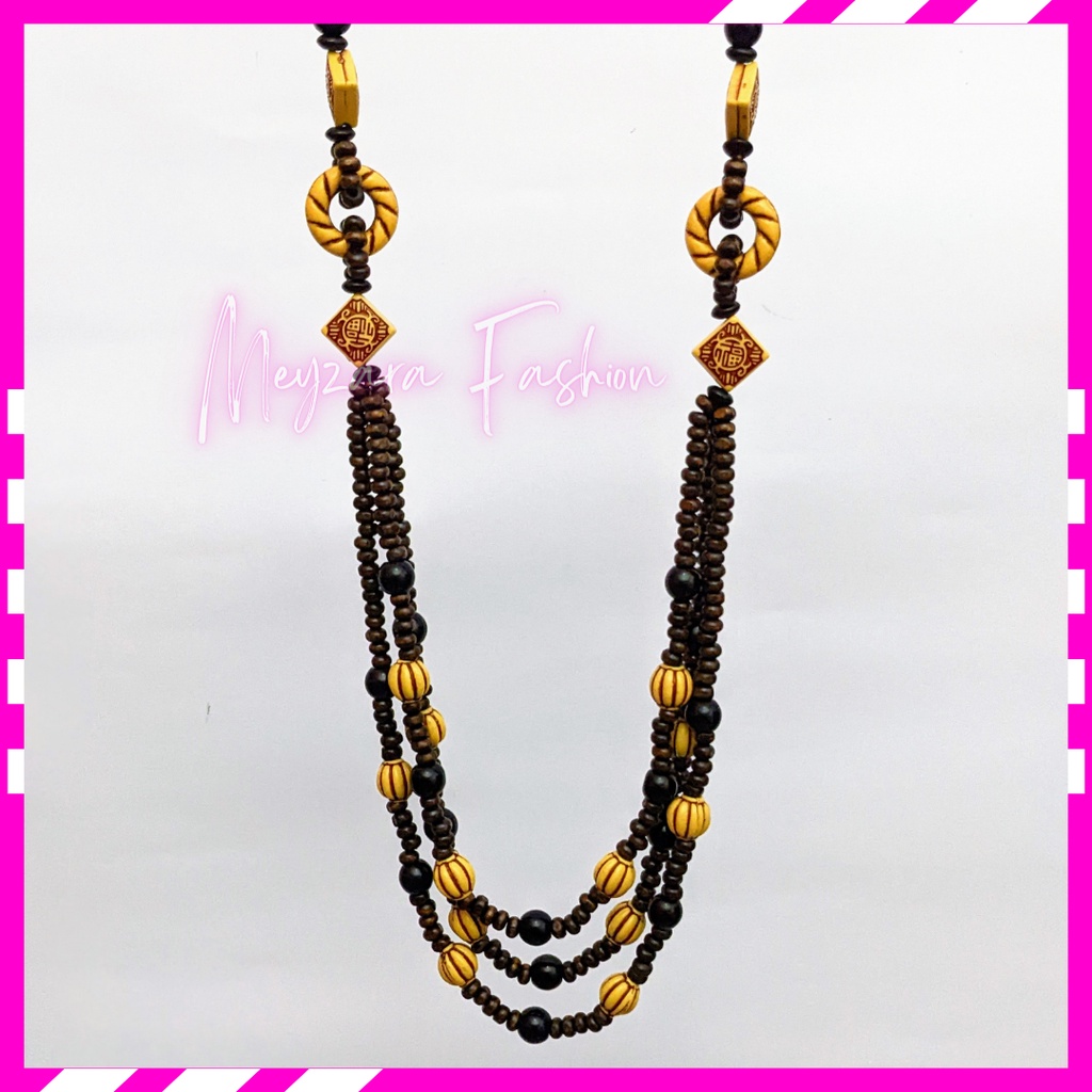 Kalung Hijab Etnik Fashion 3 Layer