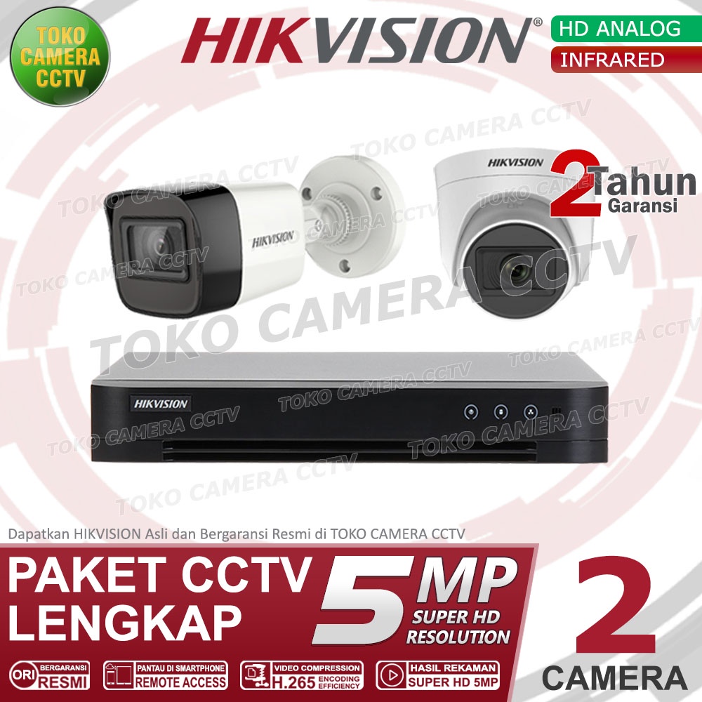 PAKET CCTV HIKVISION 5MP 4 CHANNEL 2CAMERA