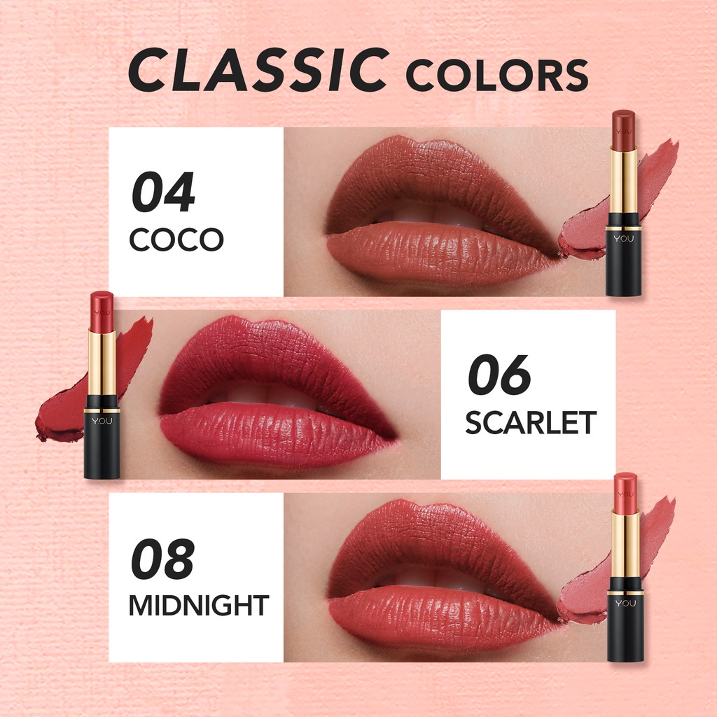 [ESTI KOSMETIK] KOSMETIK YOU BASIC COLLECTION SUPREME MATTE LIPSTICK 3.2G (LONG-WEAR LIP COLOR &
