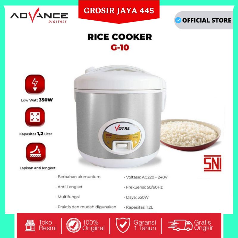 100% Ori Advance 1.2L Rice Cooker Penanak Nasi G10 With BAKI PENGUKUS |Garansi Resmi Advance 1 Tahun