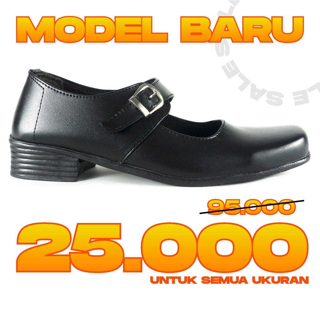 Sepatu Pantofel Wanita Hak 3 Cm Warna Hitam Untuk Paskibra dan Sekolah Size 36 - 41