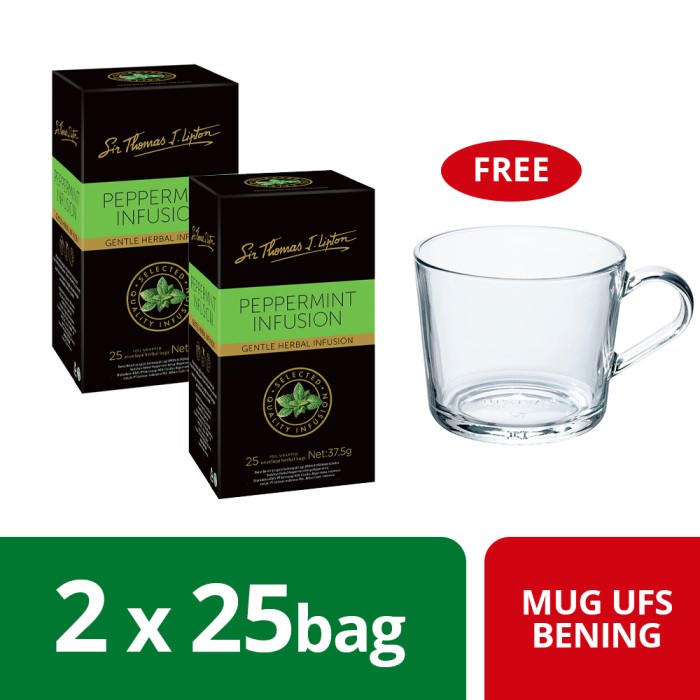 

Discount Lipton Stl Enveloped Peppermint 25X1G Twinpack Free Mug /TEH DIET/TEH PELANGSING/TEH