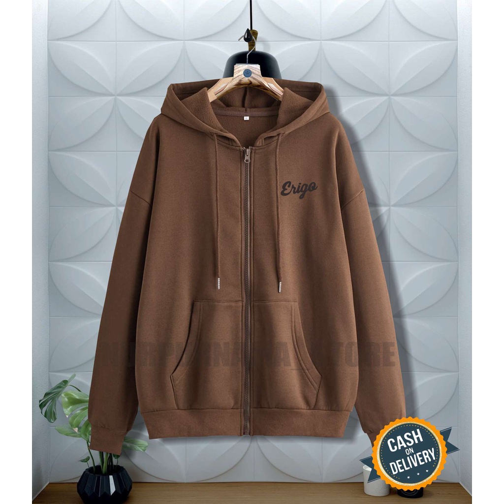 TERMURAH !! COD Jaket ziper Hoodie Pria Distro erigooOriginal Big Size Jumbo M - XXL