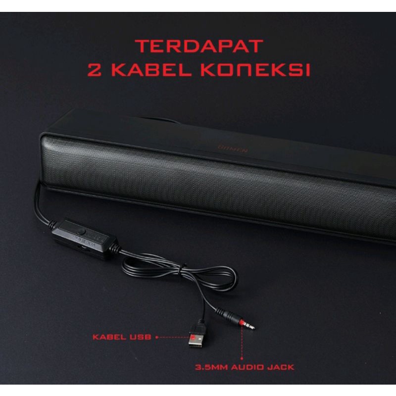 GAMEN GS8 Soundbar Gaming RGB Light Bass Komputer Laptop Speaker Surround