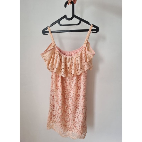 thrift preloved mini dress chic simple all size pink muda