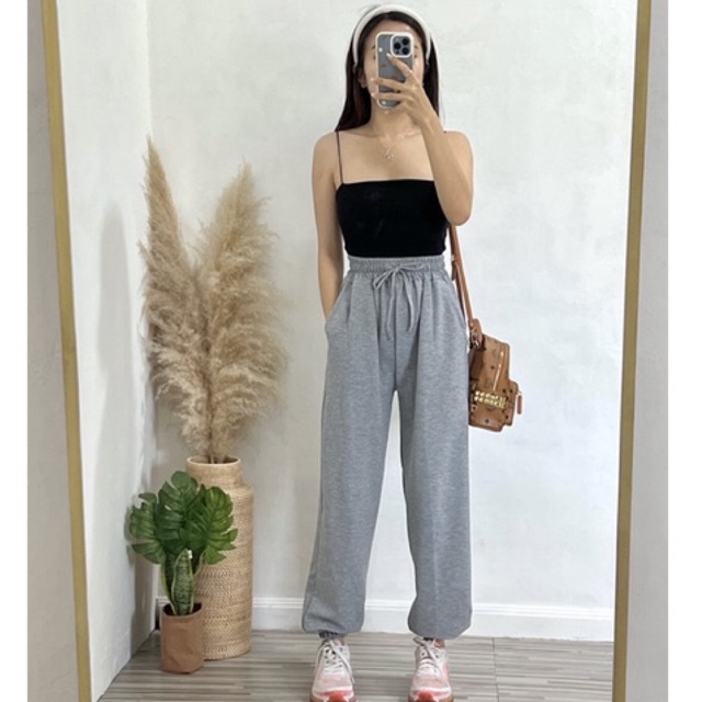 Bimo Jogger Pants Basic Kolor Celana Training Polos Wanita Bahan Baby Terry