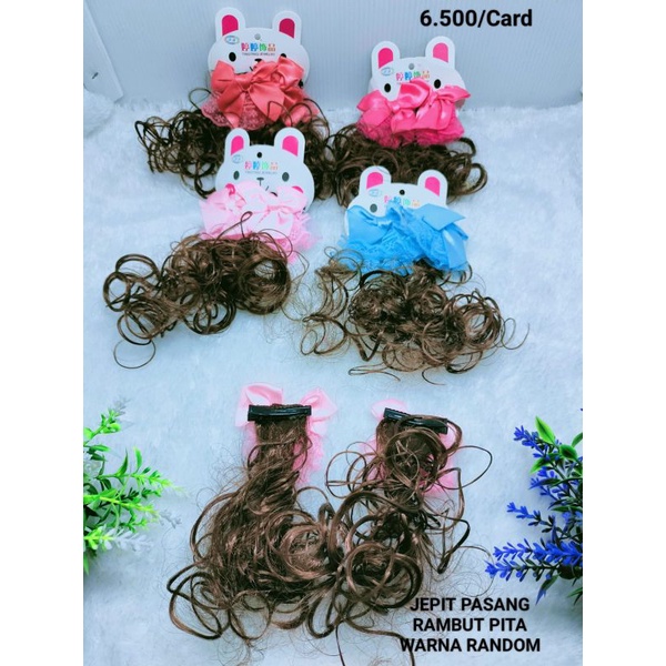 Jepitan rambut bebek pasangan motif pita warna Random harga/card