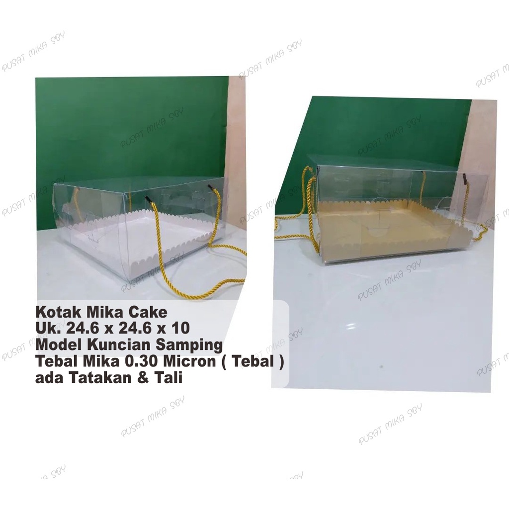 Kotak Mika Kemasan Kue / Cake / Toples Uk. 24,6 x 24,6 x 10 cm