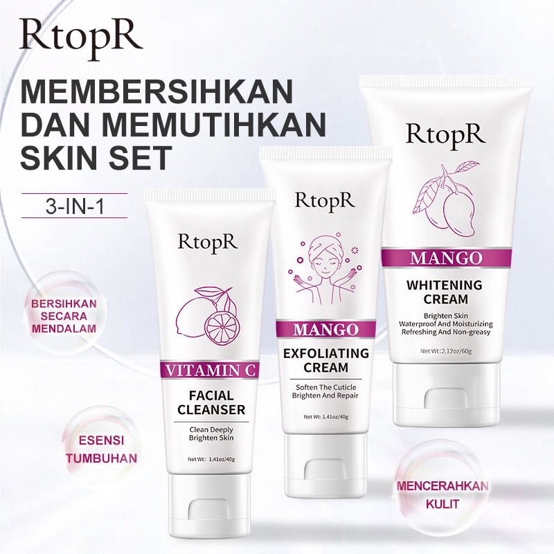 【BPOM】 RtopR Krim Pengelupasan  40g+ Pembersih Wajah Vitamin C 40g + Krim Pemutih 60g