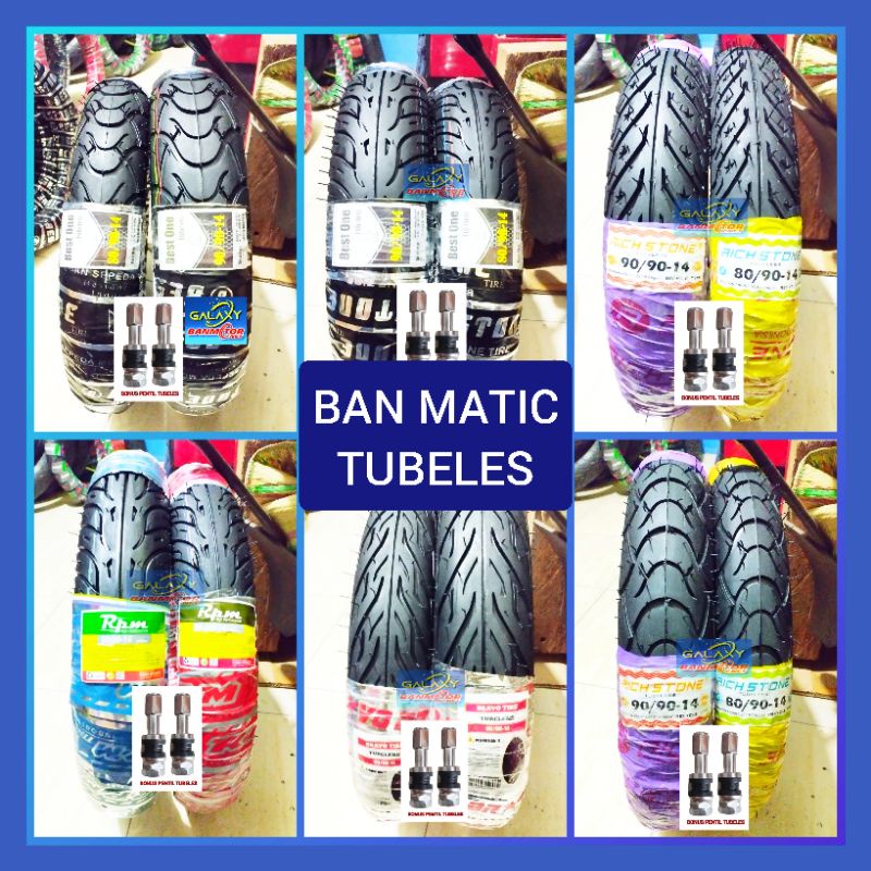 Sepasang Ban Montor Matic Tubeles 80/90-14 dan 90/90-14 ban honda beat vario spacy mio spun fino xeo