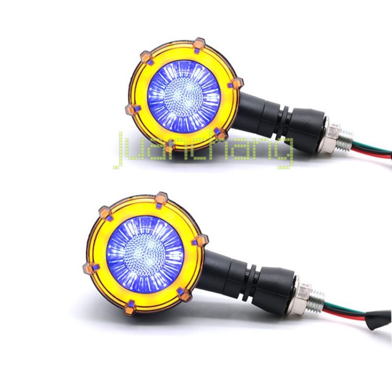 Lampu Sein / Rem Belakang Motor LED Universal Bentuk Bulat Dua Warna