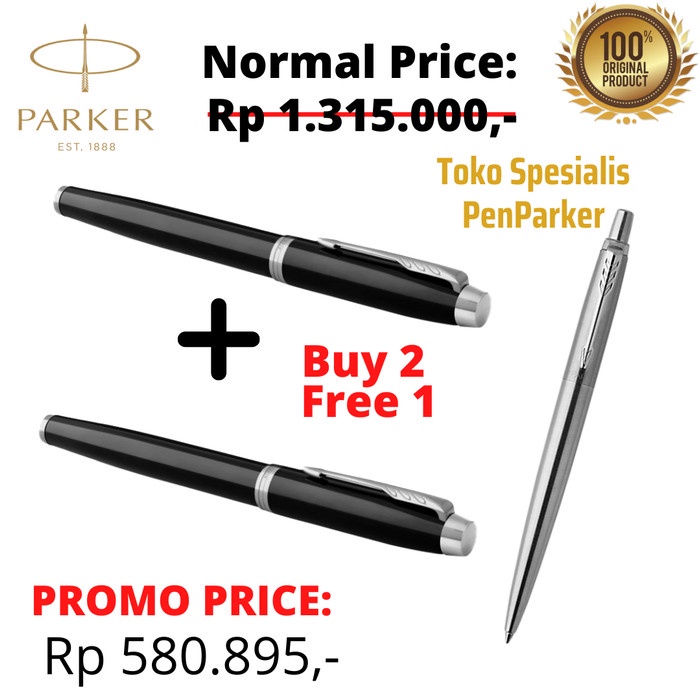 

2X Premium Parker IM BLACK Chrome Trim Rollerball - FREE JOTTER