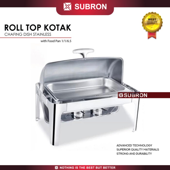 SUBRON Roll Top 9L Kaca Chafer Chafing Dish Stainless Wadah Prasmanan
