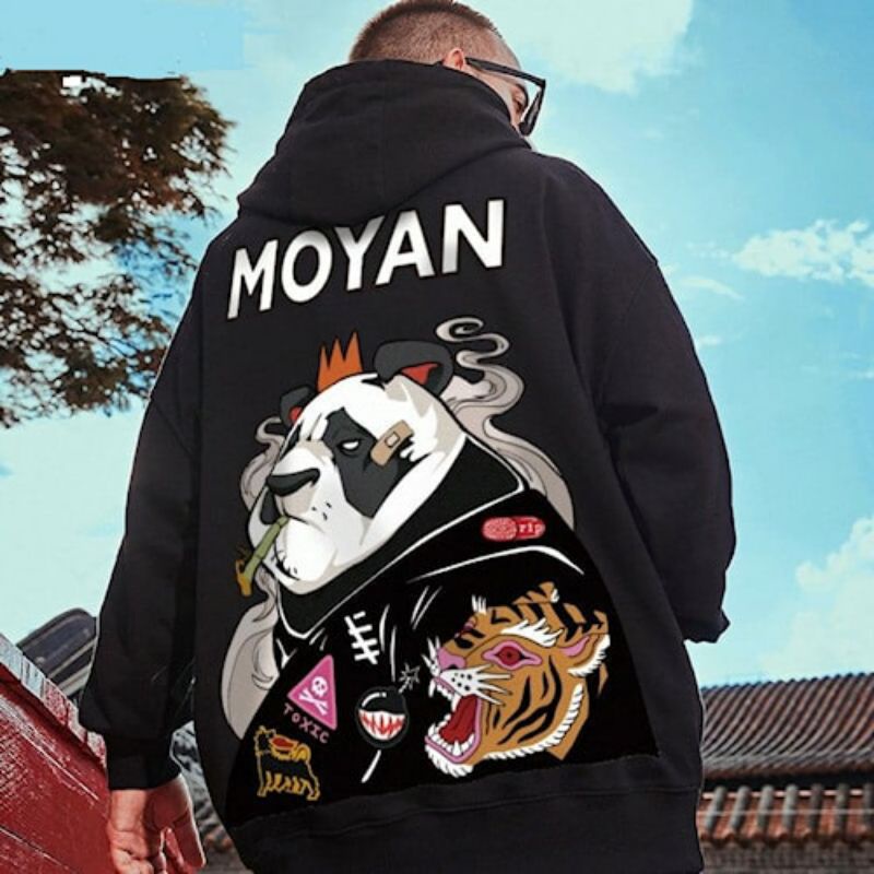 Sweater Hoodie MOYAN PANDA HITAM
