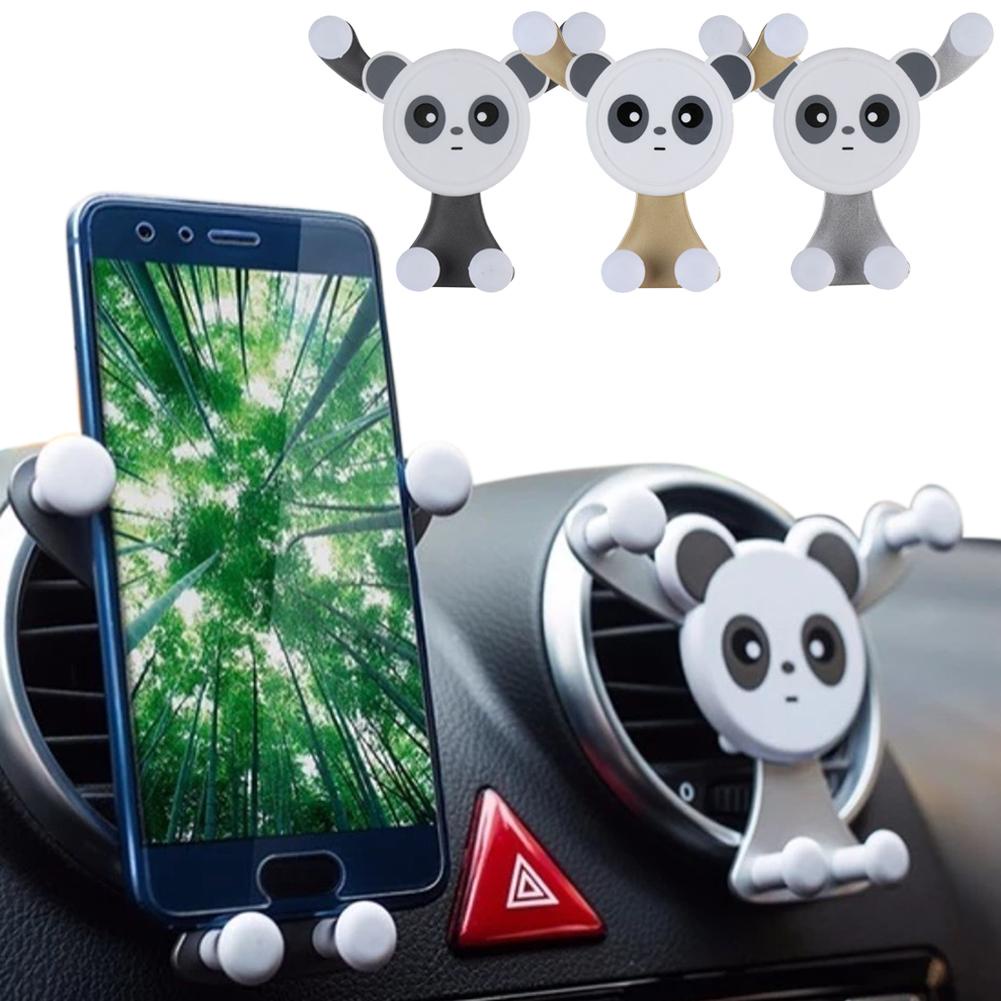 Braket Stand Holder Smartphone Universal Model Klip on Motif Panda Untuk Vent Ac Mobil iPhone