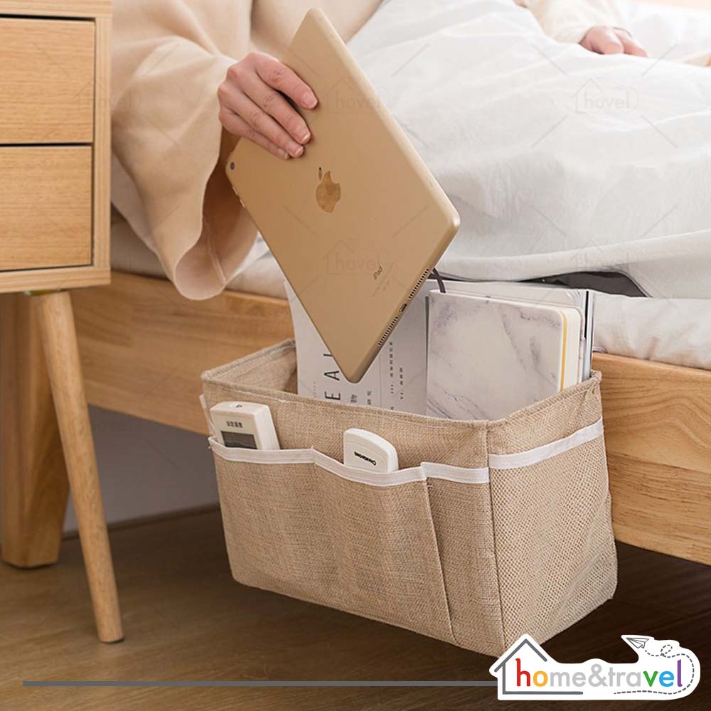 HOVELSHOP Tas Gantung Penyimpanan Organizer HP Remote Buku Rak Samping Kasur Praktis