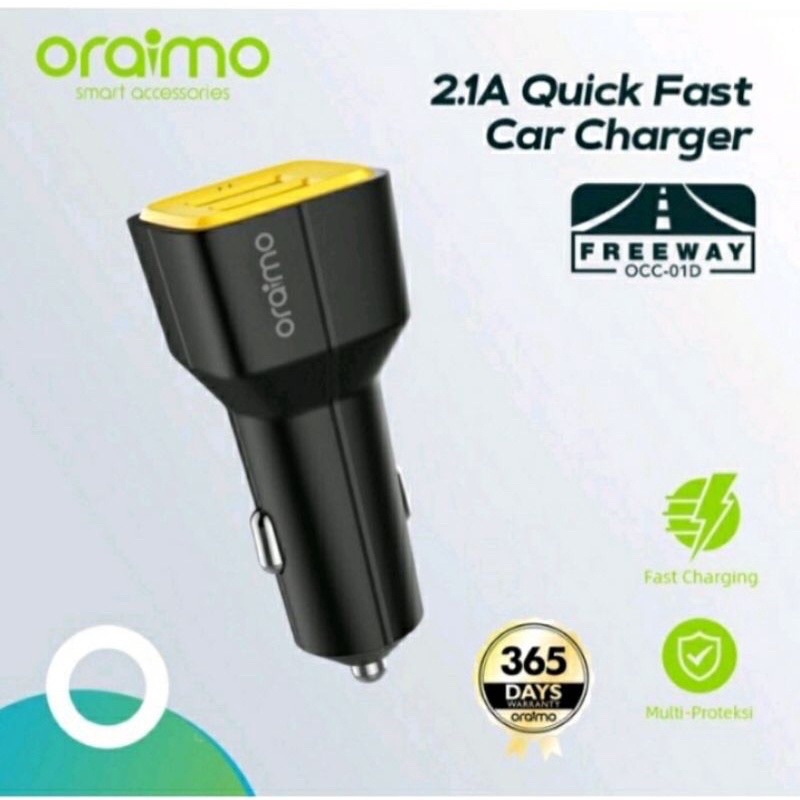 Saver Mobil Car Charger 2 Port Usb Fast Charging ORAIMO OCC-O1D