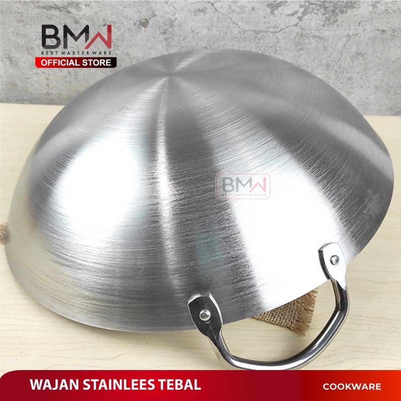 Wajan Kuali Premium Tebal 34CM - Kuali Stainless Steel - Wajan Penggorengan Anti Lengket