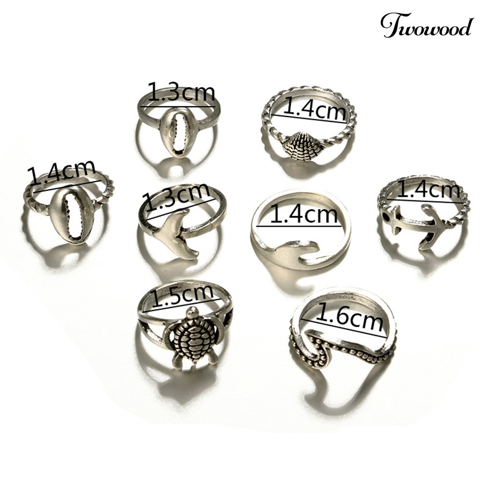 8pcs / Set Cincin Buku Jari Aneka Bentuk Gaya Boho Untuk Wanita