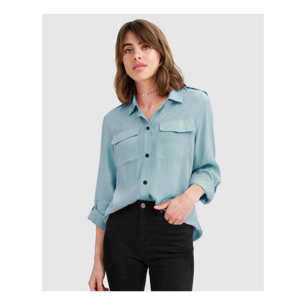 Loft ice blue rokl tab nlouse with pocket