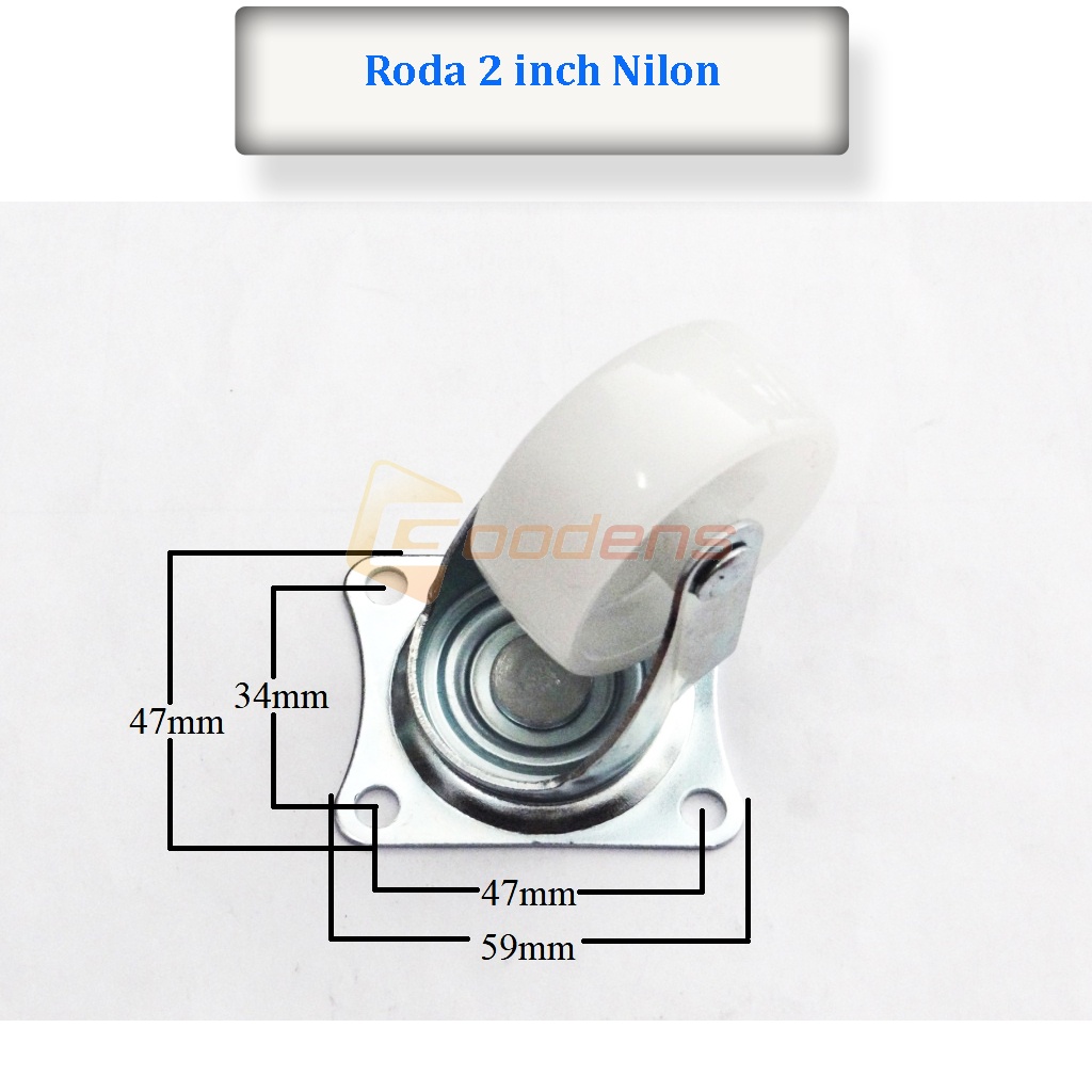 Roda Nilon 2 Inch Roda Caster Roda Gepeng