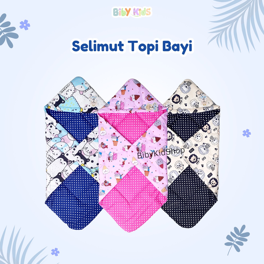 King Bear Selimut Topi Bayi Tebal Karakter Murah Motif Bolak Balik Lucu Lembut Perlengkapan Newborn