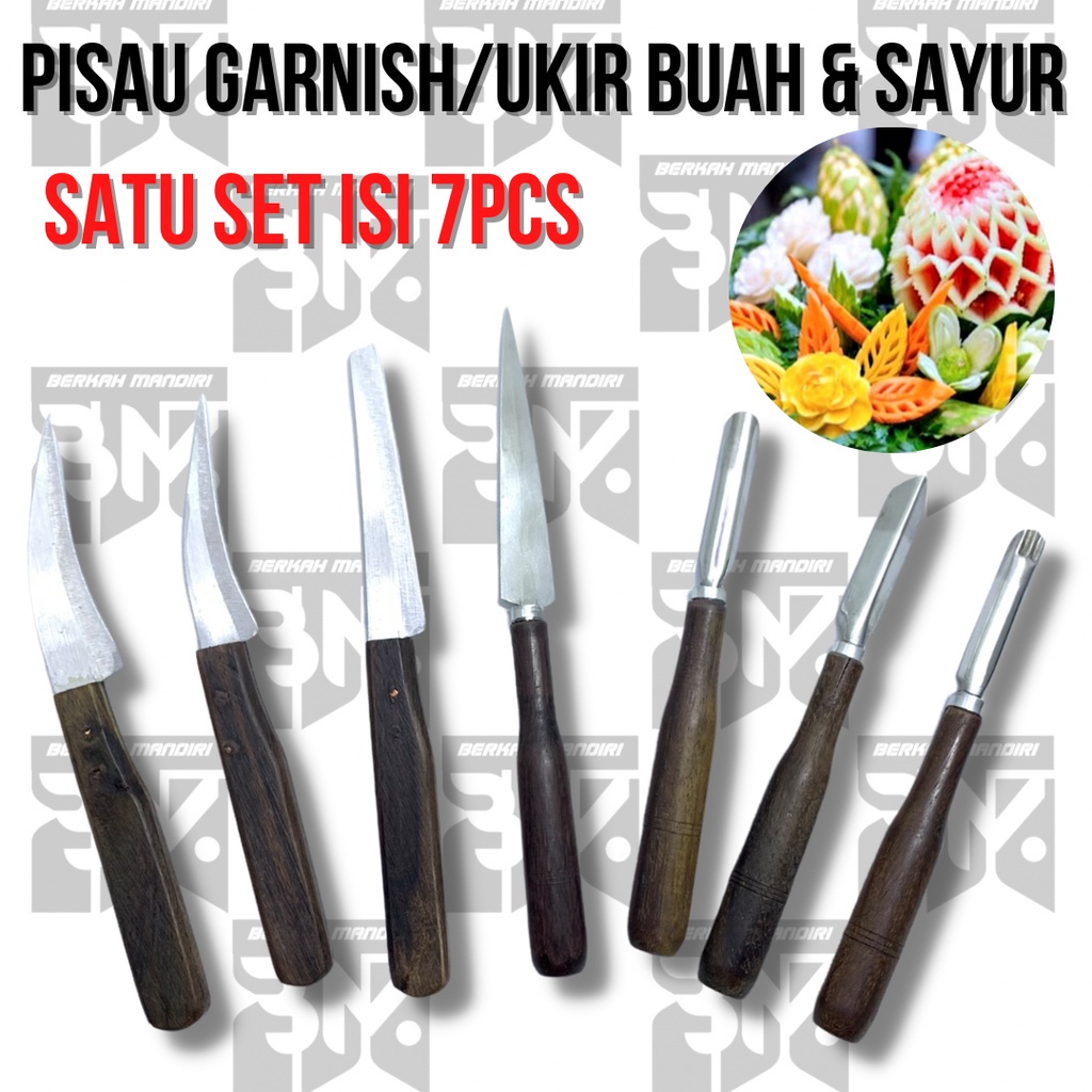 pisau garnish tumpeng|pisau ukir buah dan sayur|pisau carving set 7pcs