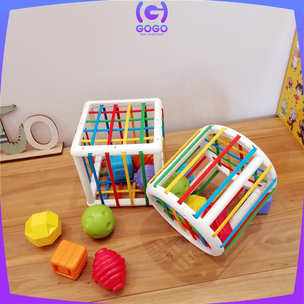 GOGO-M196 Mainan Rainbow Puzzle Kerincingan Bayi Sorting Puzzle Mainan Edukasi Anak Montessori Toys