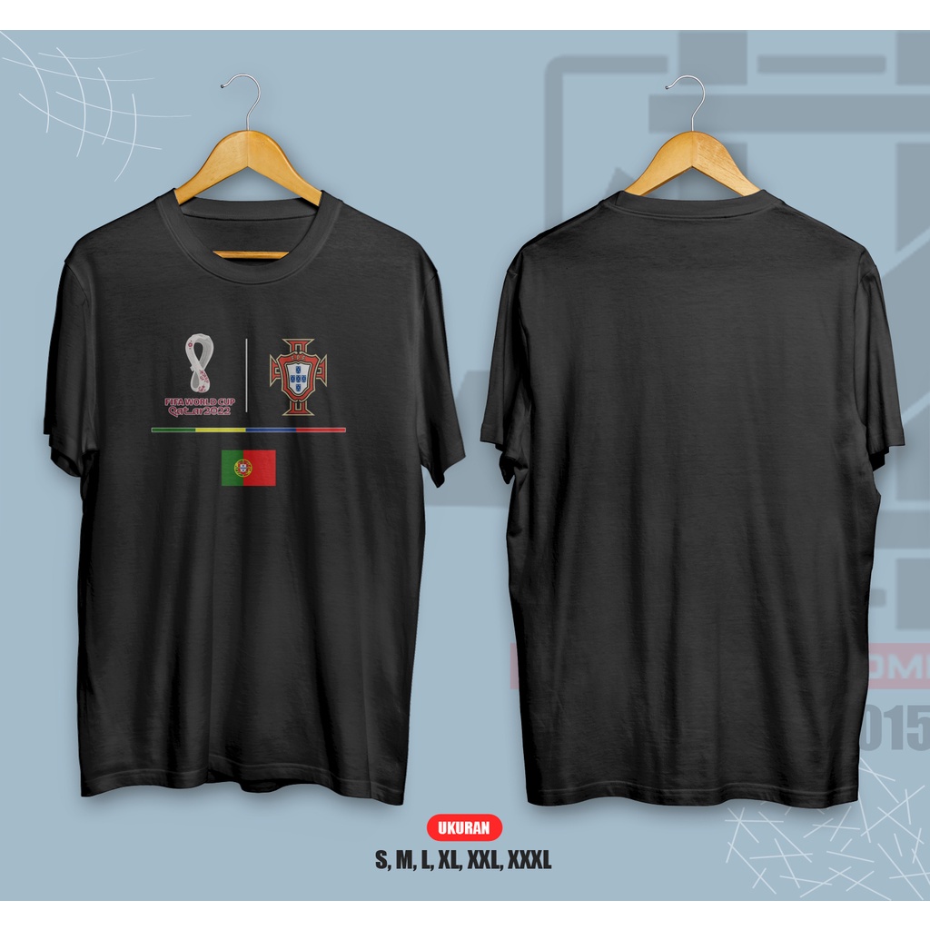KAOS NATIONAL FOOTBALL PORTUGAL 2022 QATAR LENGAN PENDEK COTTON COMBED 30S