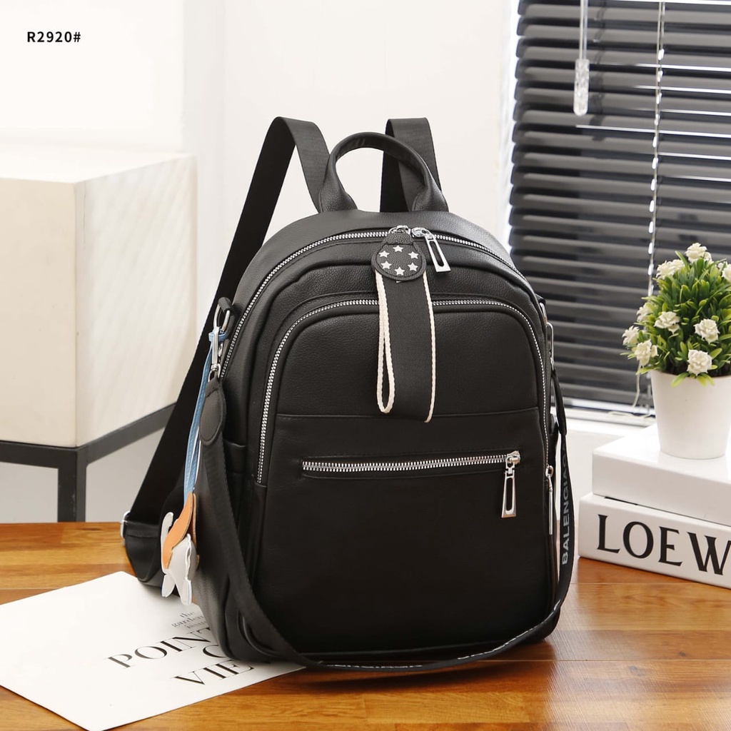 BG  Backpack Leather Zip Silver Hardware R2920 R3216 R3217 R3219