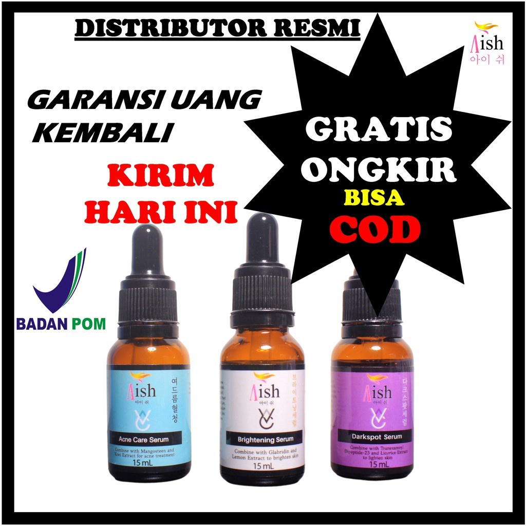 [BPOM] AISH SERUM KOREA ORIGINAL BPOM | SERUM | AISH SERUM | AISH ACNE | AISH DARKSPOT | AISH BRIGHTENING