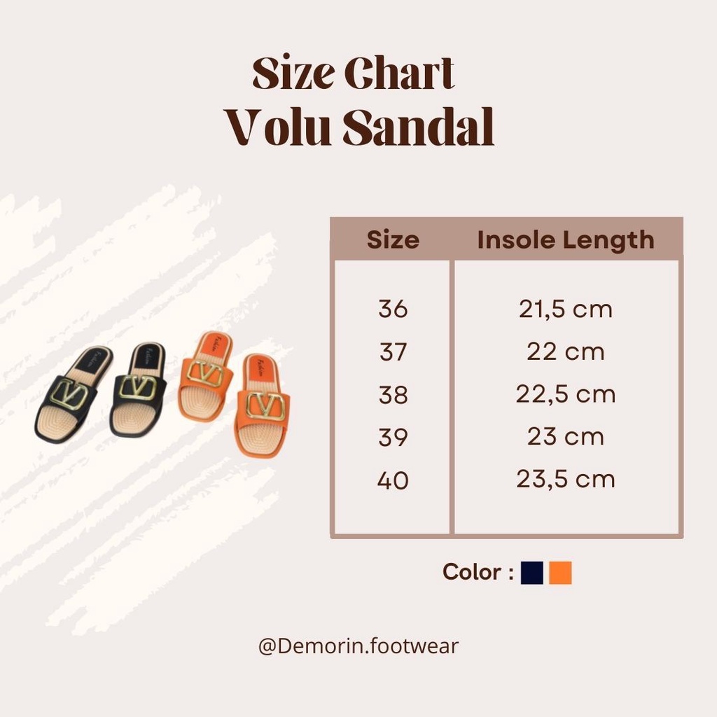 Volu Sandal Selop Wanita Slip On Teplek - Demorin