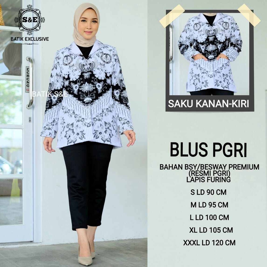 Seragam PGRI Wanita Terbaru Full Furing Bahan Lembut Dan Adem / Kemeja PGRI Wanita Terlaris / Kemeja Batik PGRI wanita Lapis Furing / Baju PGRI Wanita Standar Nasional / Baju Seragam PGRI Wanita Terbaru 2023