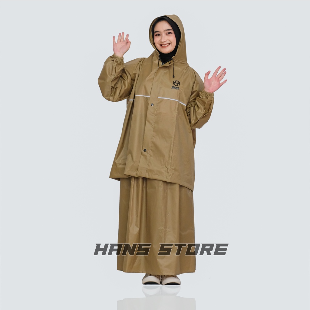 Jas hujan wanita rok Setelan baju dan rok dewasa bahan tebal anti rembes By HANS