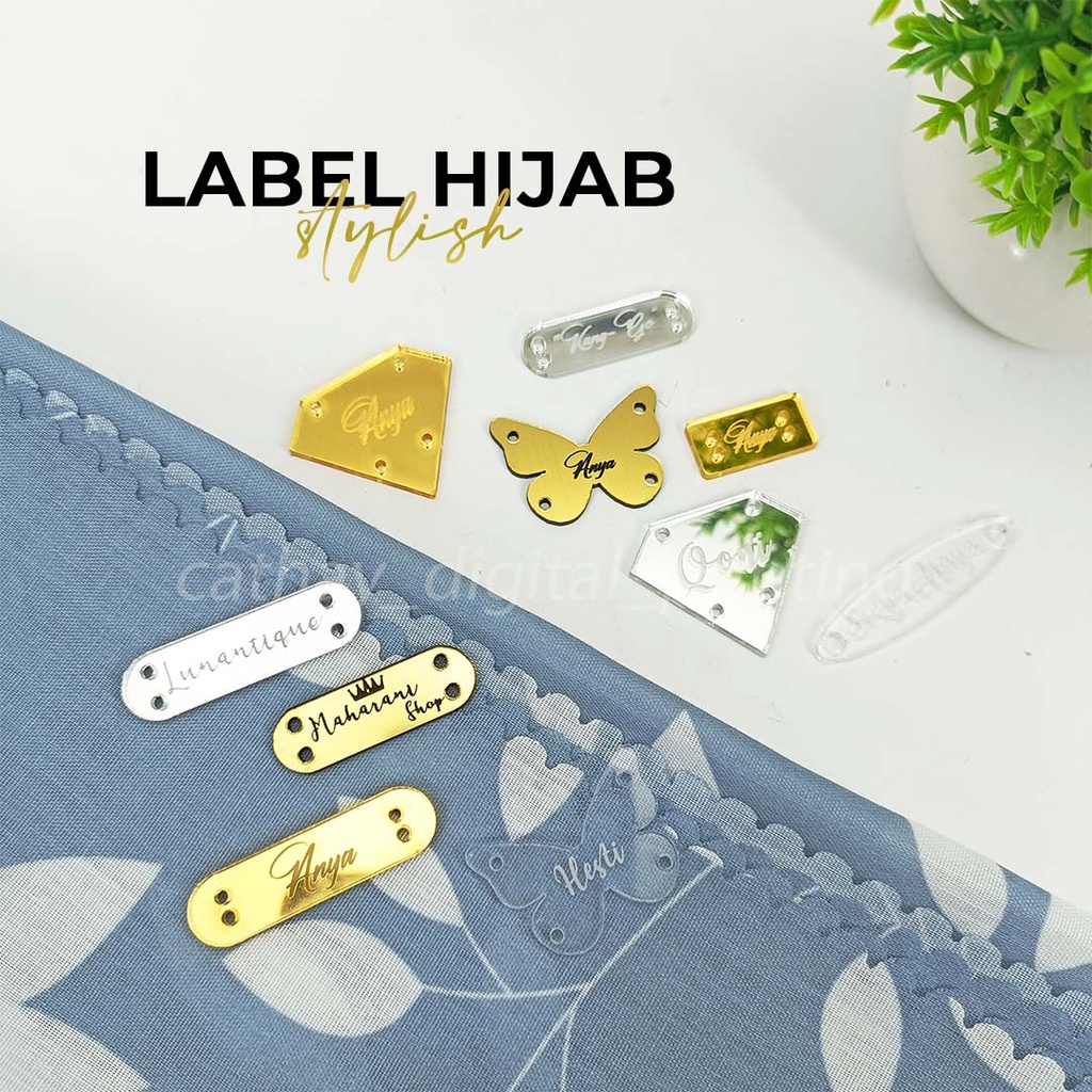 Jual LABEL LEBEL AKRILIK & GRAVOPLY CUSTOM DESAIN REBRANDING MERK HIJAB ...