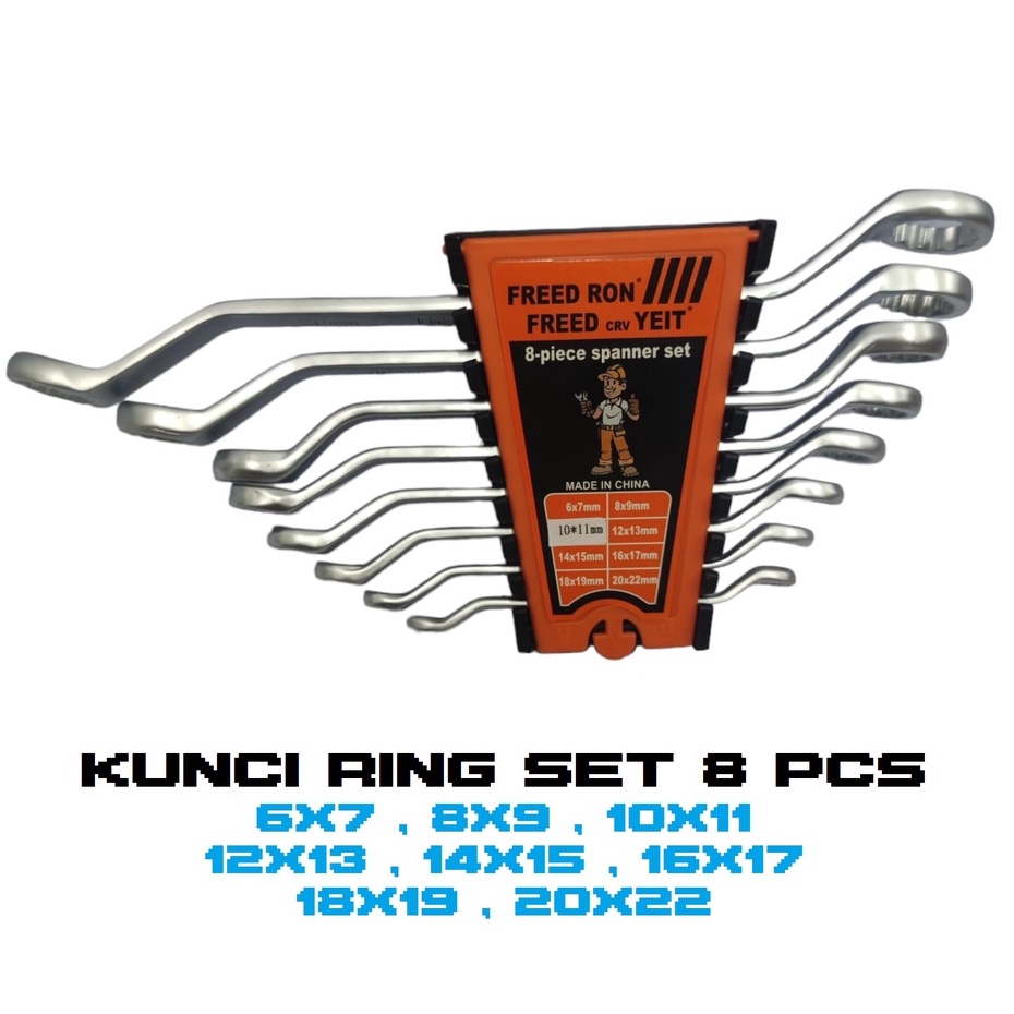 FREED Kunci Ring Set 8pcs / Kunci Double Ring-Ring Set