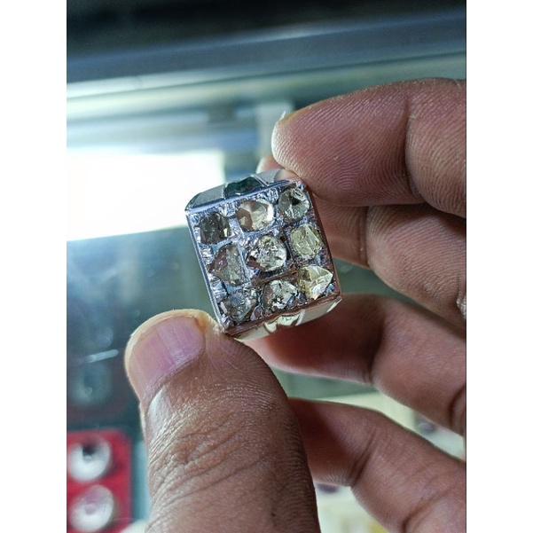 natural intan berlian luster kencang  ring perak murni