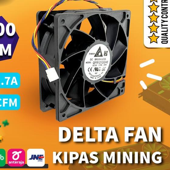 DELTA FAN 120mm 12V 2.7A 6000RPM ⚡ KIPAS MINING RIG / ANTMINER - 6000 RPM