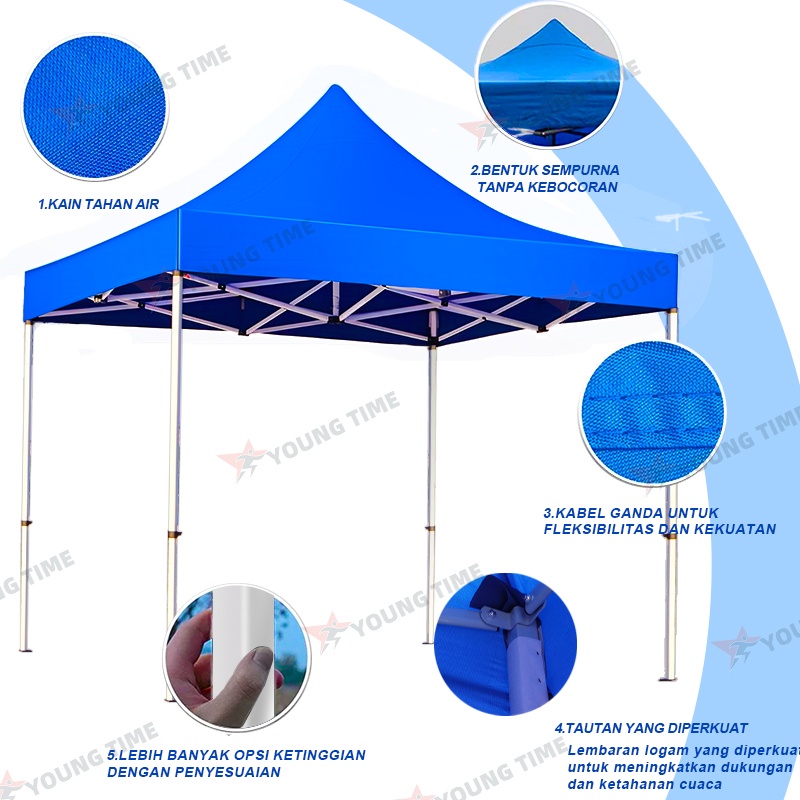 Y&amp;T【Ready】 Tenda Lipat 3x3 Alat Olahraga Tenda Bazar 600D Outdoor Tenda Gazebo Tenda Jualan Pameran Dagang Biru dan Merah