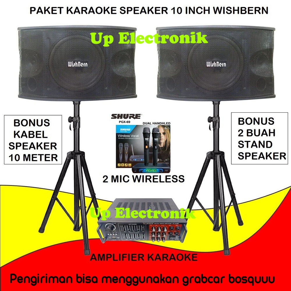 Paket Karaoke Speaker 10 inch Wishbern WB450 Ampli Karaoke Bluetooth