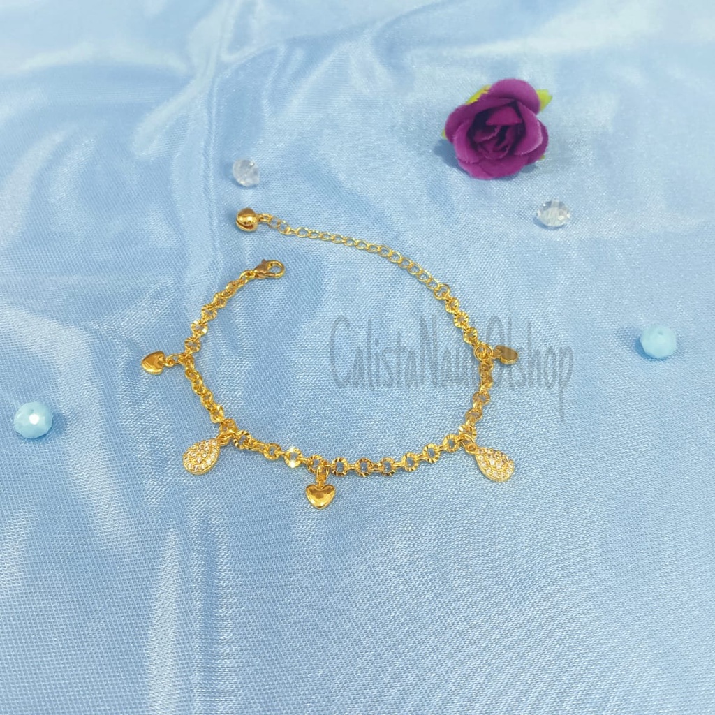 GELANG RANTAI JURAI ANAK FULL MATA  PERHIASAN EMAS KOREA ANTI KARAT DAN ANTI LUNTUR