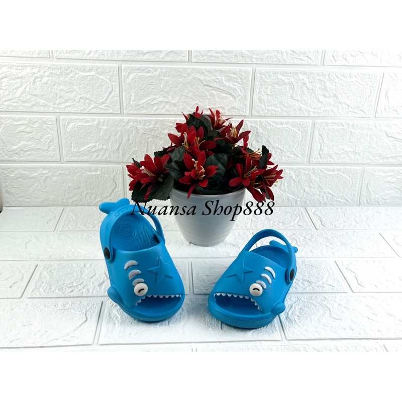 DX-371E Sandal Anak Selop Tali belakang Motif Ikan Paus Baby Shark TERBARU! Merek Dulux Ukuran 20-25