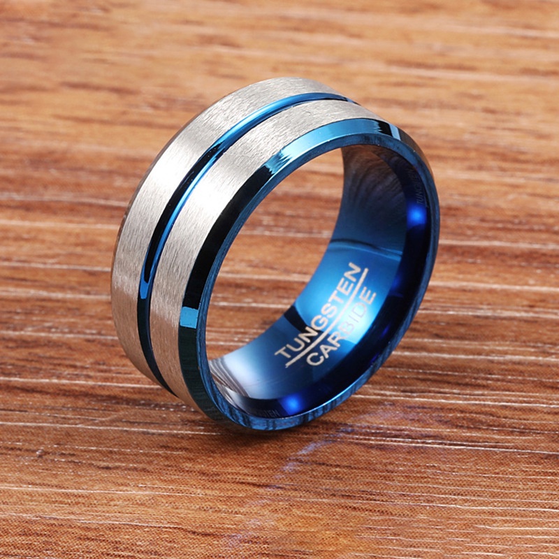 Ring Inner Blue Alur Biru 8MM Untuk Cincin Trend Fashion Pria (Bisa Untuk Pembuka Botol)