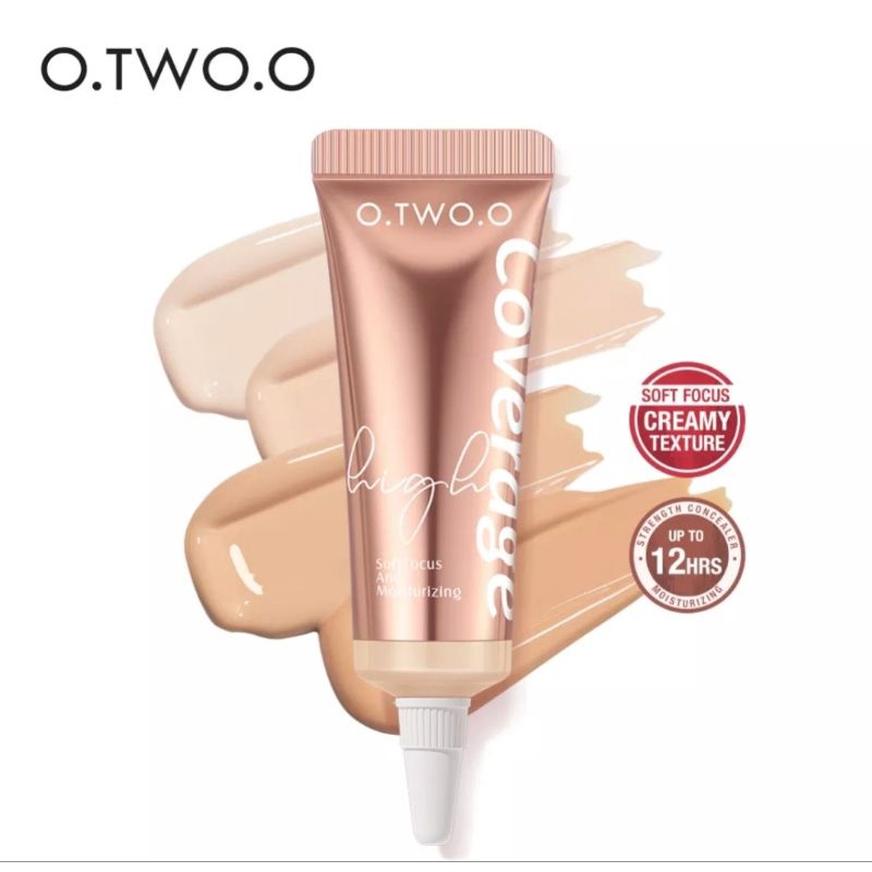 O.TWO.O Concealer Tahan Air Ringan, Penutup Lingkaran Hitam Penuh, Bekas Jerawat dan Noda, Foundation Cair Tahan Lama Kontrol Minyak-10ml