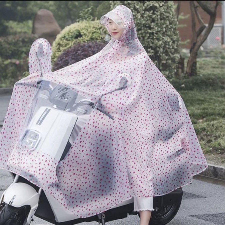 Single 1 Lubang Jas Hujan Ponco Motor Full Body + Penutup Muka 0840