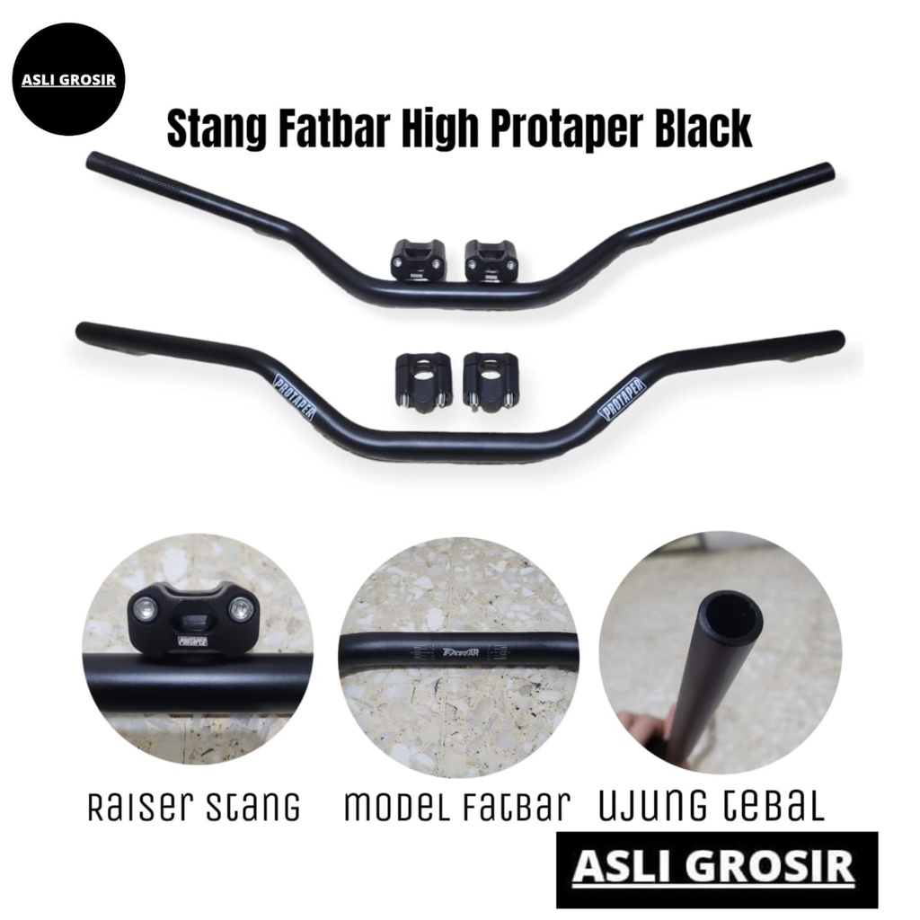 Stang Fatbar High Protaper Hitam Plus Raiser Setang Model Fatbar Ujung Tebal Universal Motor